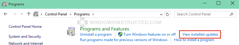Remove an Windows Update: View Installed Updates
