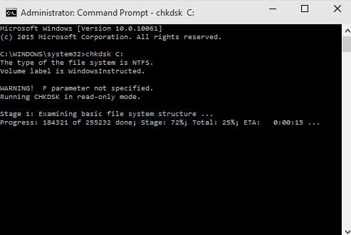 Disk Check Vista Command Prompts
