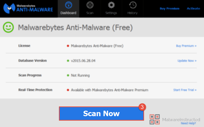 MalwareBytes Scan Now