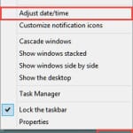 Adjust Time and Date, Taskbar