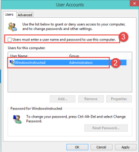 Windows 10: Changing Netplwiz settings