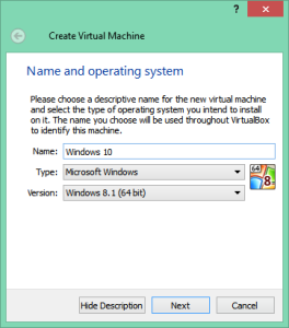 Windows 10 Virtual Box