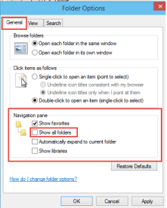 Windows: Uncheck Show all Folders