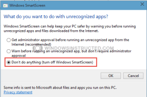 Turn off Windows Smart Screen
