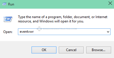 Run event viewer / Windows Error Log