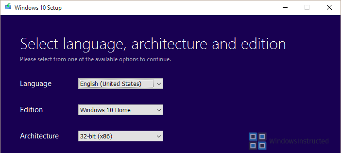 Choose Edition and Architecture