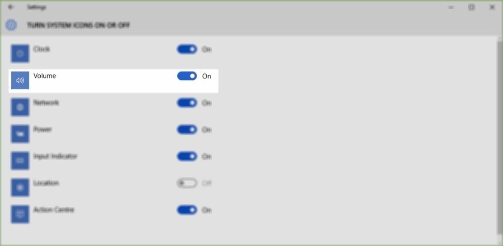 Volume Icon in Taskbar Windows 10