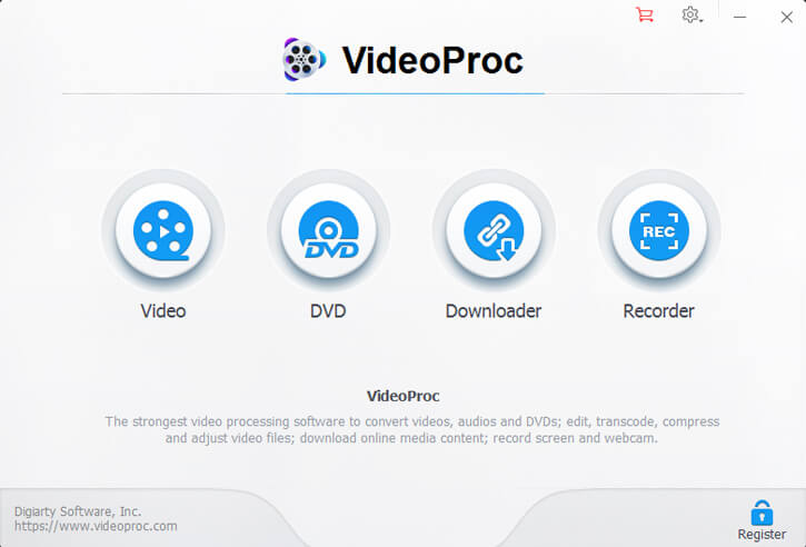 main ui of VideoProc