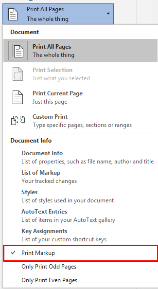 comments not printing in word 2010
